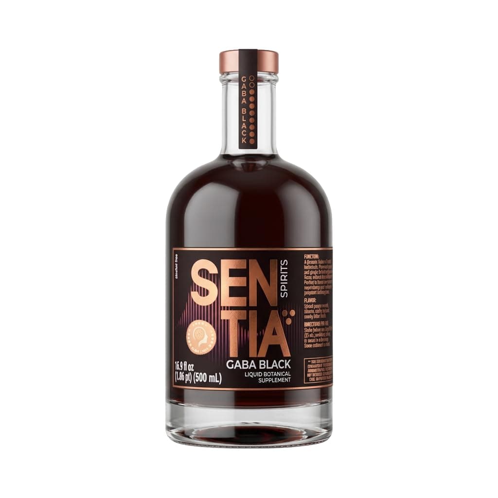 Sentia Black Alcohol Free Gin, Non Alcoholic Spirit Containing Gaba, Clean Gin, 0.0% Vol, 50cl