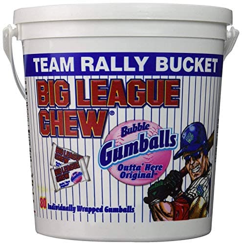 Big League Chew - Original Bubble Gum Flavor + 80pcs Individually Wrapped Gumballs + Baseball Dugout Team Rally Bucket + Perfect for Games, Concession Stands, Picnics and Parties pack of 3
