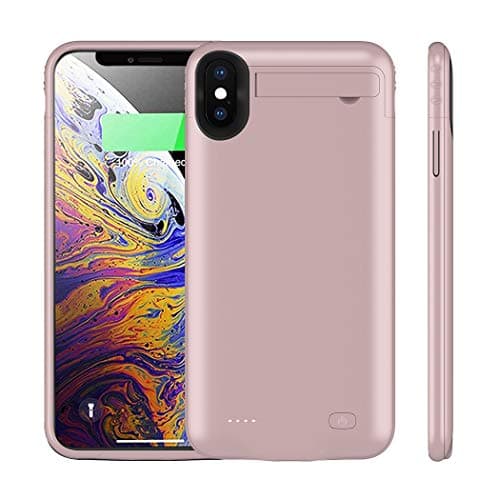 iPhone X/XS Battery Case,FNSON 4200mAh Portable Charger Case Ultra-Thin Rechargeable Extended Battery Pack Protective Backup Charging Case Cover for iPhone X,iPhone XS (5.8 inch) Power Bank -Rose Gold