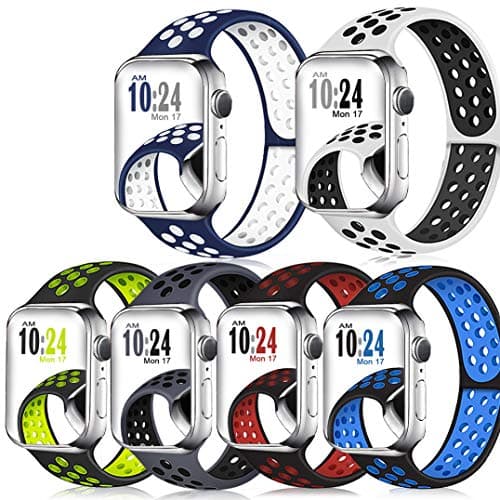 DOBSTFY Sport Band Compatible for Watch Band 38mm 40mm 42mm 44mm, Breathable Silicone Bands Men Women Replacement Wristband Strap for Watch Series 5/4/3/2/1 All Various Styles, 38mm 40mm S/M - 6PACK