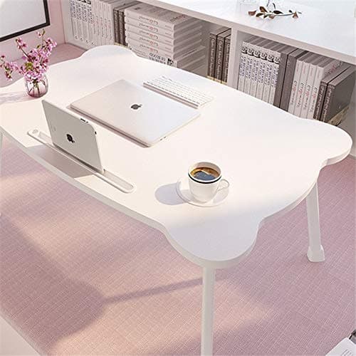 ABNB Laptop Table, Foldable Standing Desk, Kids Breakfast Tray, Portable Folding Floor Table, Notebook Stand for Sofa Couch (Color : White)
