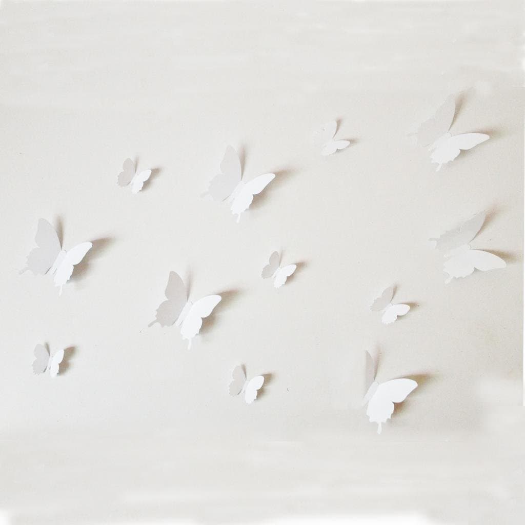 12 Pcs 3D White Butterfly Purple Stickers Making Stickers Wall Stickers Wall Stickers / Wall Decors / Wall Art / Wall Decorations