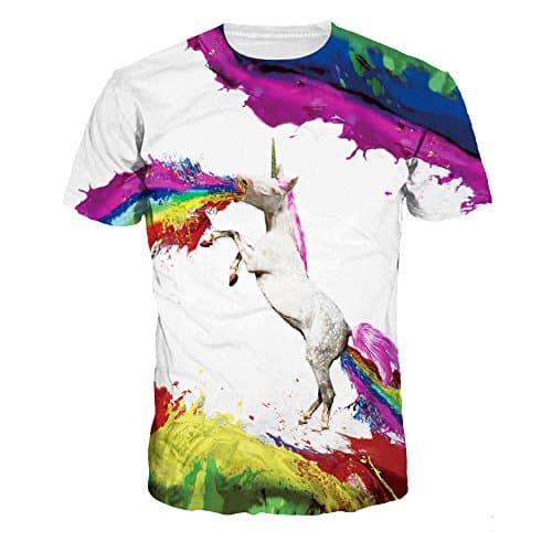 Lady's Rainbow Pegasus Watercolor 3D Digital Print Top T-Shirt Short Sleeve T-Shirt S
