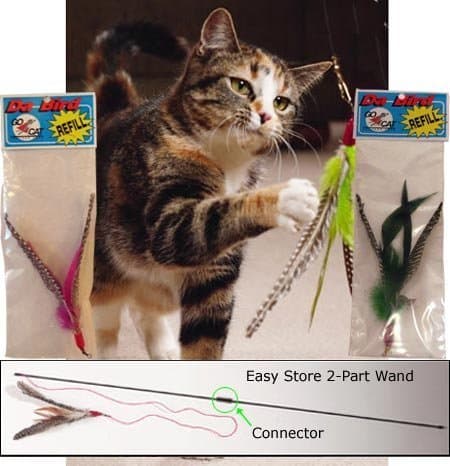 CoolCyberCatsDa Bird Pull Apart Value Pack (1 Pull Apart Da Bird Pole Cat Toy & 2 Extra Guinea Feather Refills)