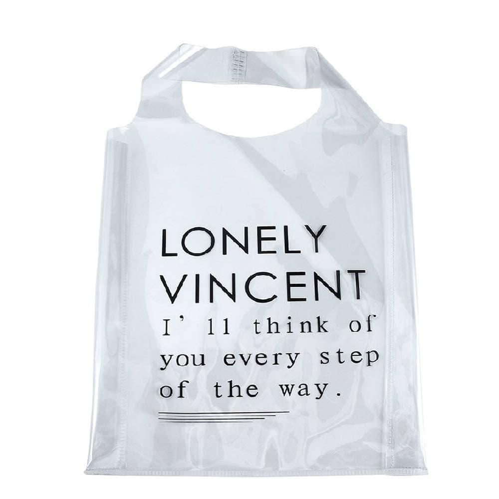 Clear Tote Bag Sturdy PVC Bag Transparent Shopping Merchandising Bag Top-Handle Shoulder Bag Fashion Bag Gorcery Bags (Lonely Vincent)