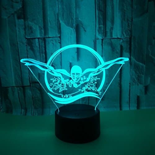 Tissen 3D Swimming Night Light 7 Colors Mood Lamp Touch USB Table Desk LED Decoration Children Present Kids Home Party Birthday Gift Toys
