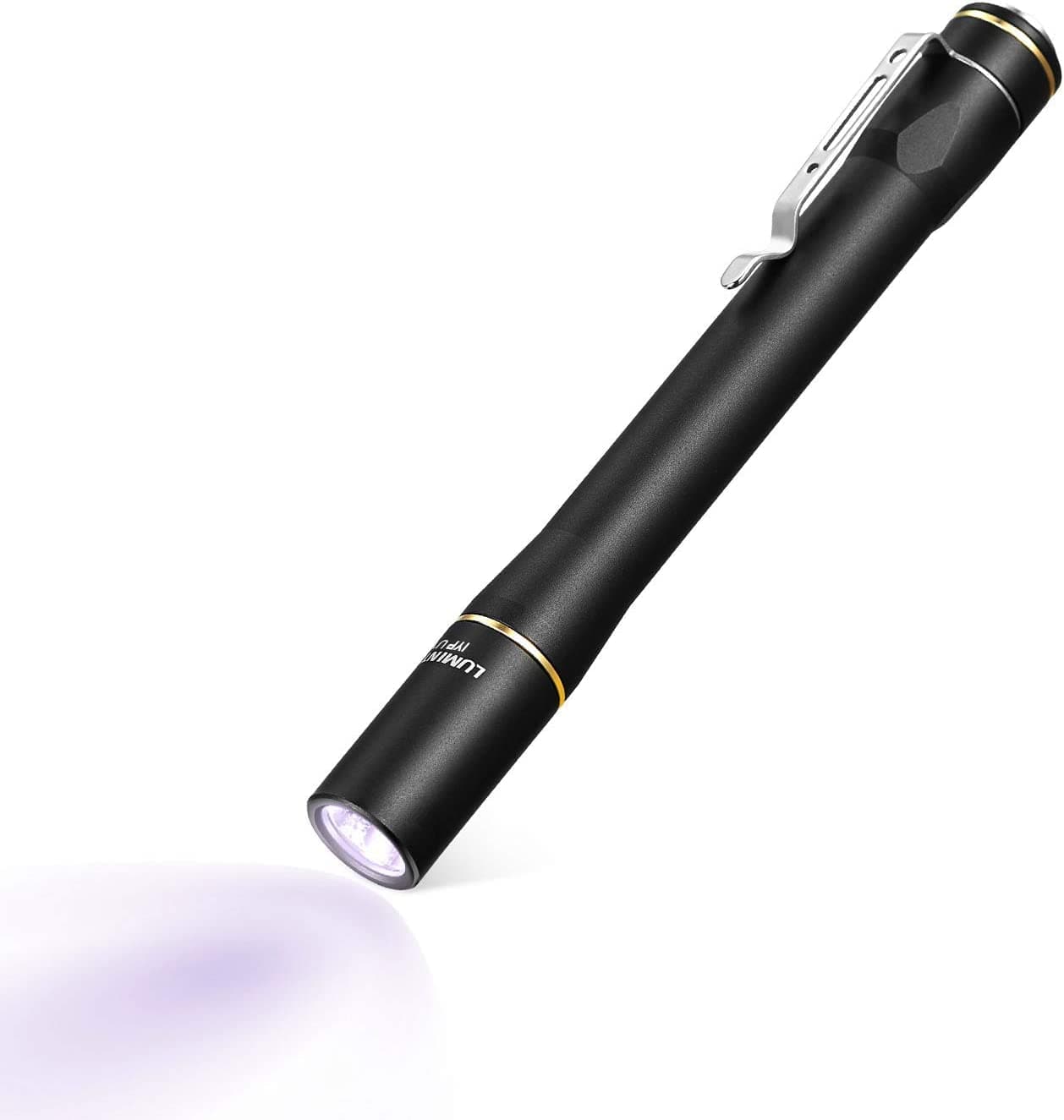 LUMINTOP IYPUV 365nm UV Flashlight UV Pen Light Flashlight 2 Outputs Black Light Pen AAA Penlight Blacklight for Pet Urine Detection, Leak Inspection, Fluorescent dye, IPX-8 Waterproof Linterna