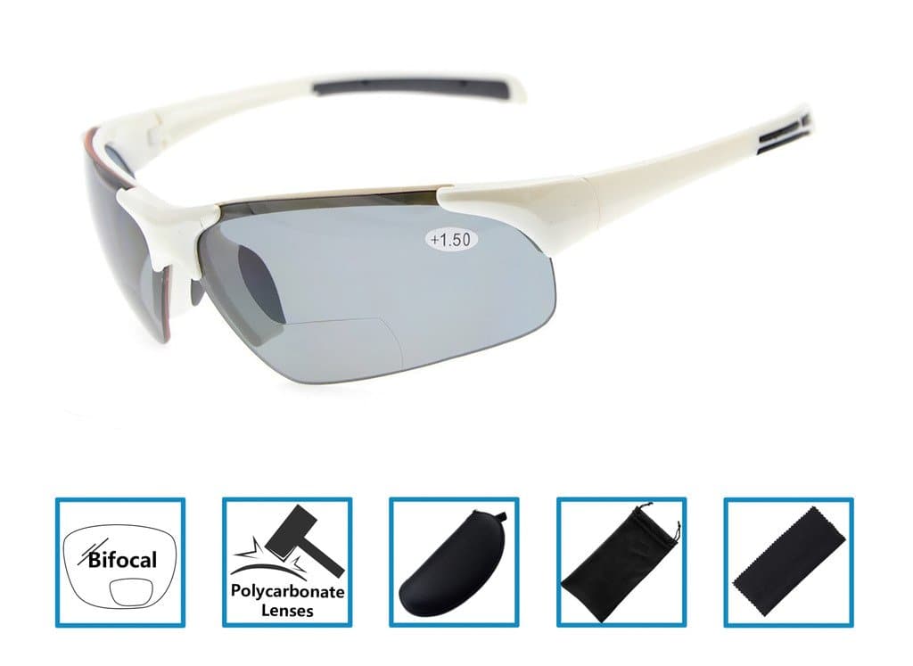 Half-Rim Bifocal Reading Sunglasses Tinted Sun Readers Wraparound Designer Style Sports Glasses Men Women Available in Various Lens Colours