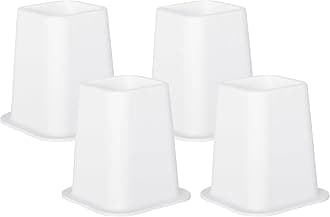 Kings Brand Furniture 6-inch Bed Risers - Set of 4 White Heavy Duty Stackable Furniture Risers for Under Bed Storage, Desk, Sofa, Couch