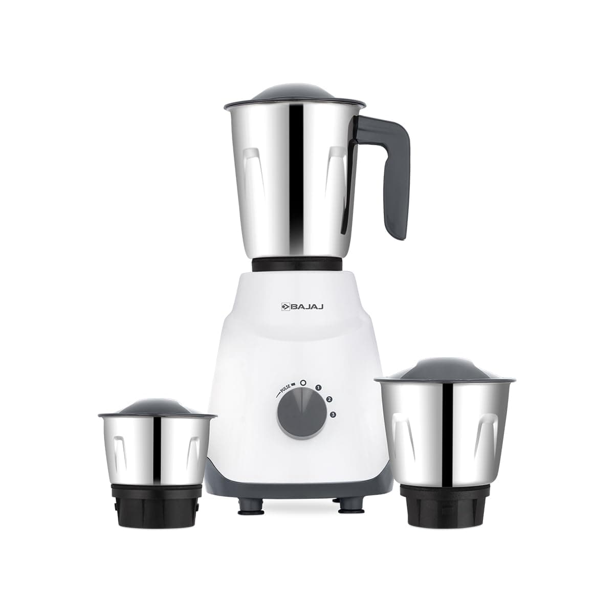Bajaj GX1 Ninja Series 500W Mixer Grinder With 3 Jars (Stainless Steel Jars) | Superior Mixie For Kitchen | Durable Mixer Grinder | DuraCut Blades | 2 Yrs Warranty ãWhite/Greyã