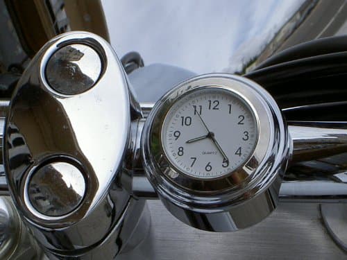 Motorcycle Handlebar Clock with WHITE Dial for 1.0" bars