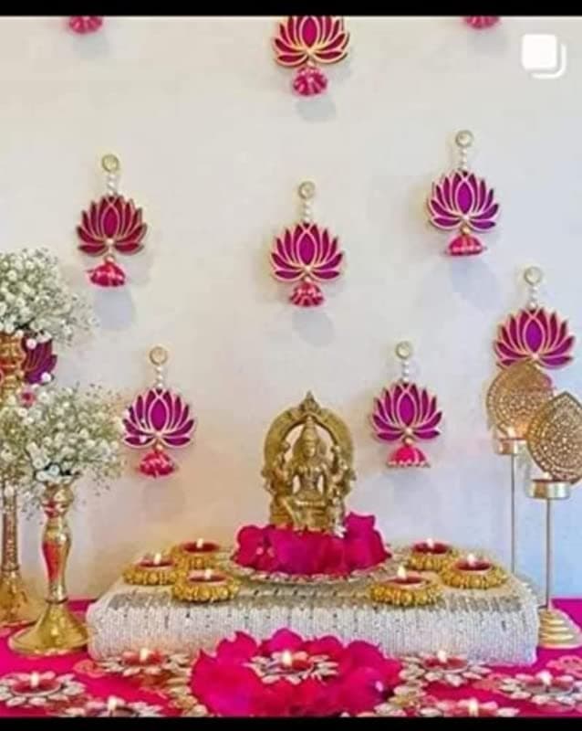 BENAVJI Handmade Wall Decor Lotus with Ball Style Hanging for Home Decor,Diwali Decor ,Wedding and All Festival Decor ( 10 pcs) | Expected Delivery /Transit time 5 Days from The Date of Order |