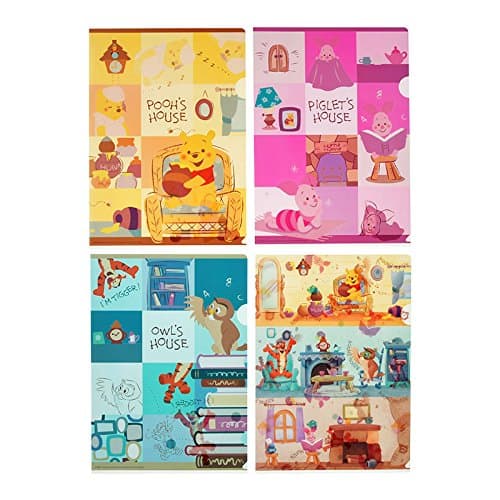 Disney Winnie The Pooh Reuseable Pooh's House and Friends Clear File Folder Holder, Letter Size, Set of 4, Japan Import