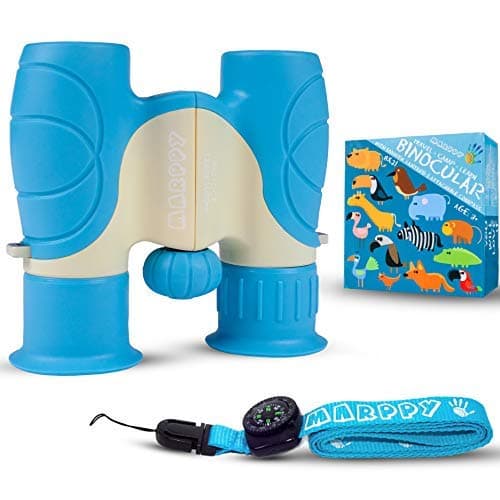 Binoculars for Kids High Resolution 8x21 - Real Optics Compact Kids Binoculars for Bird Watching Set, Camping Gear, Outdoor Games - Gift Toys for Boys and Girls Age 3 + B0NUS Compass for Kids