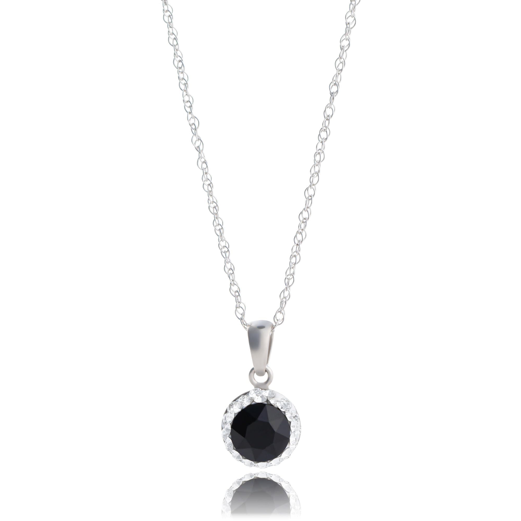 Sterling Silver Crystal Halo Pendant Necklace, 18"