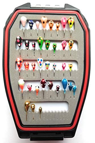Kenders Outdoors 36 Piece Tungsten Jig Kit with Premium Double-Sided Waterproof/Floating Jig Box Panfish Jigs for Ice Fishing, Crappie, Bluegill, Perch, Trout Fishing