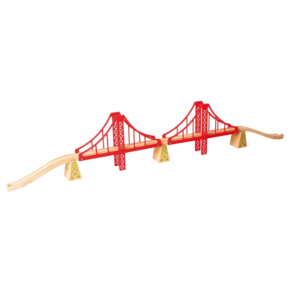Bigjigs Rail Double Suspension Wooden Train Bridge - Quality Wooden Bigjigs Train Accessories for Wooden Train Sets, Train Bridge Compatible with Most Other Wooden Railways