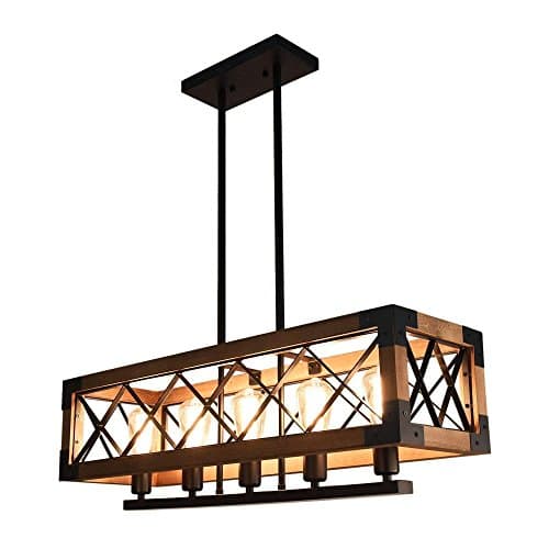 OYI 1 Farmhouse Hanging Fixture Retro Ceiling Light, Brown