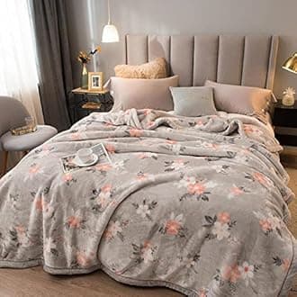 Korean Mink Blanket Plush Blanket Twin Size 60" x 80",5 Pounds Heavy Fleece Cherry Blossom Pink Blanket Silky Soft Warm 2 Ply Throw A&B Printed Raschel Bed Blanket