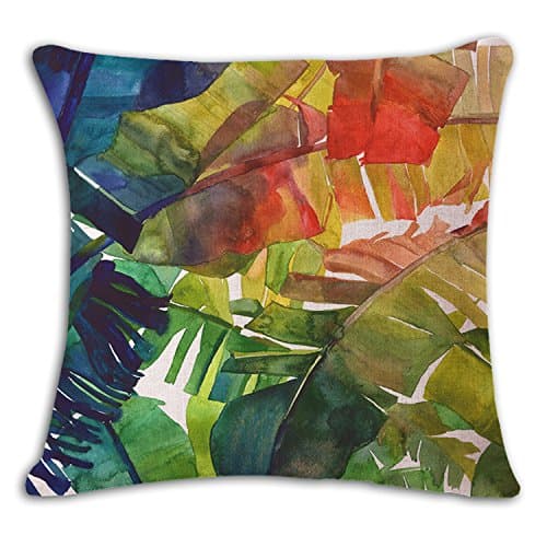 Tropical Plants Printed Cotton Linen Decorative Throw Pillow Case Sofa Home Decor Cushion Cover