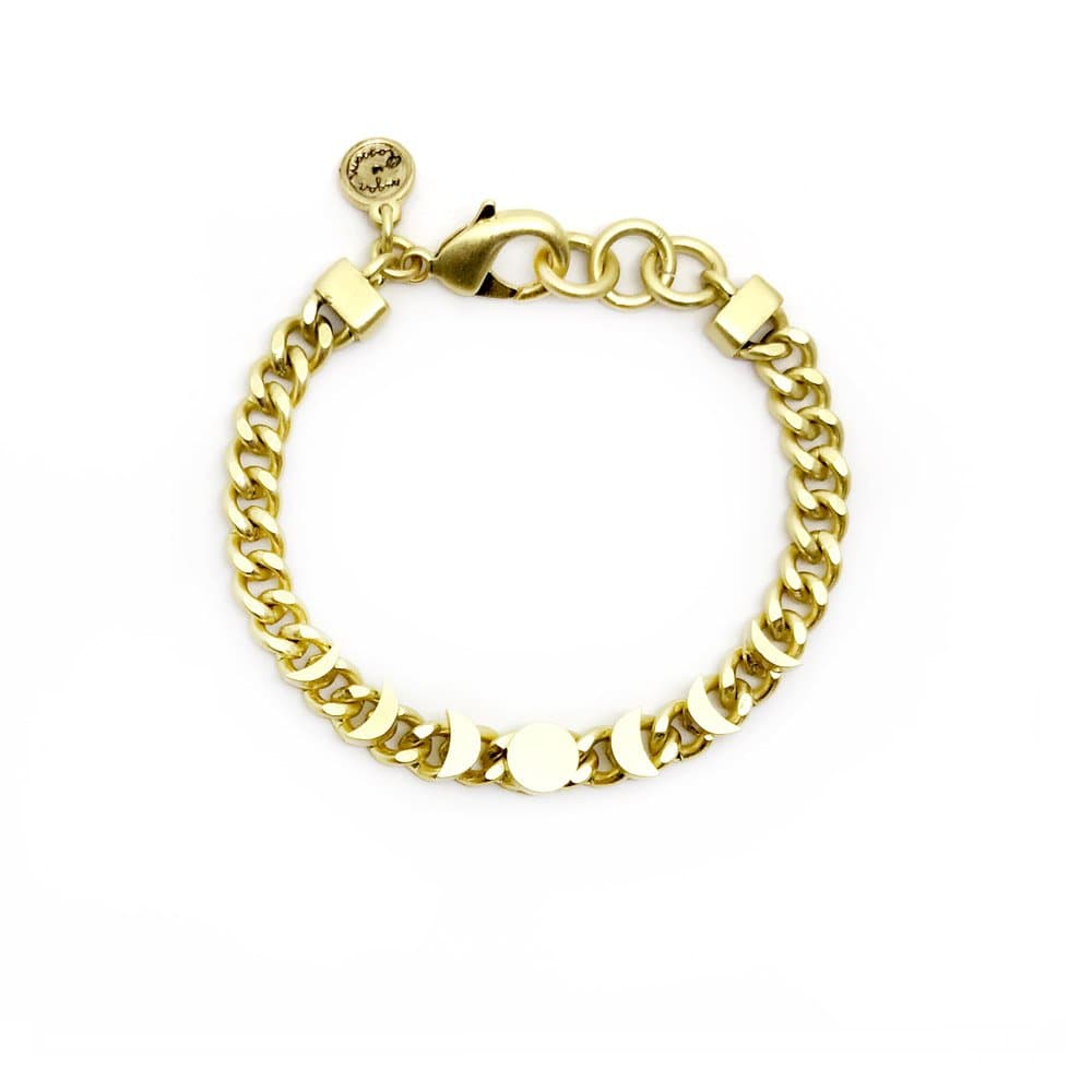 Sugar Blossom Luna, Curb Bracelet With 18kt Gold Plated Moon Phase.