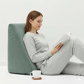 Memory Foam Wedge Pillow | Helps Reduce Acid Reflux, Snoring & Back Discomfort | Soft Washable Cover | Multi-Use Support | Olive Green