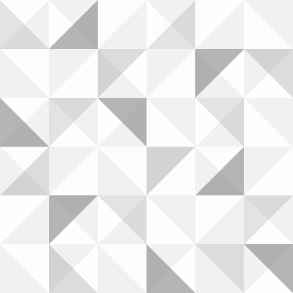Black and White 6072 Triangle and Square Design Various Shades and Non-Woven Wallpaper White