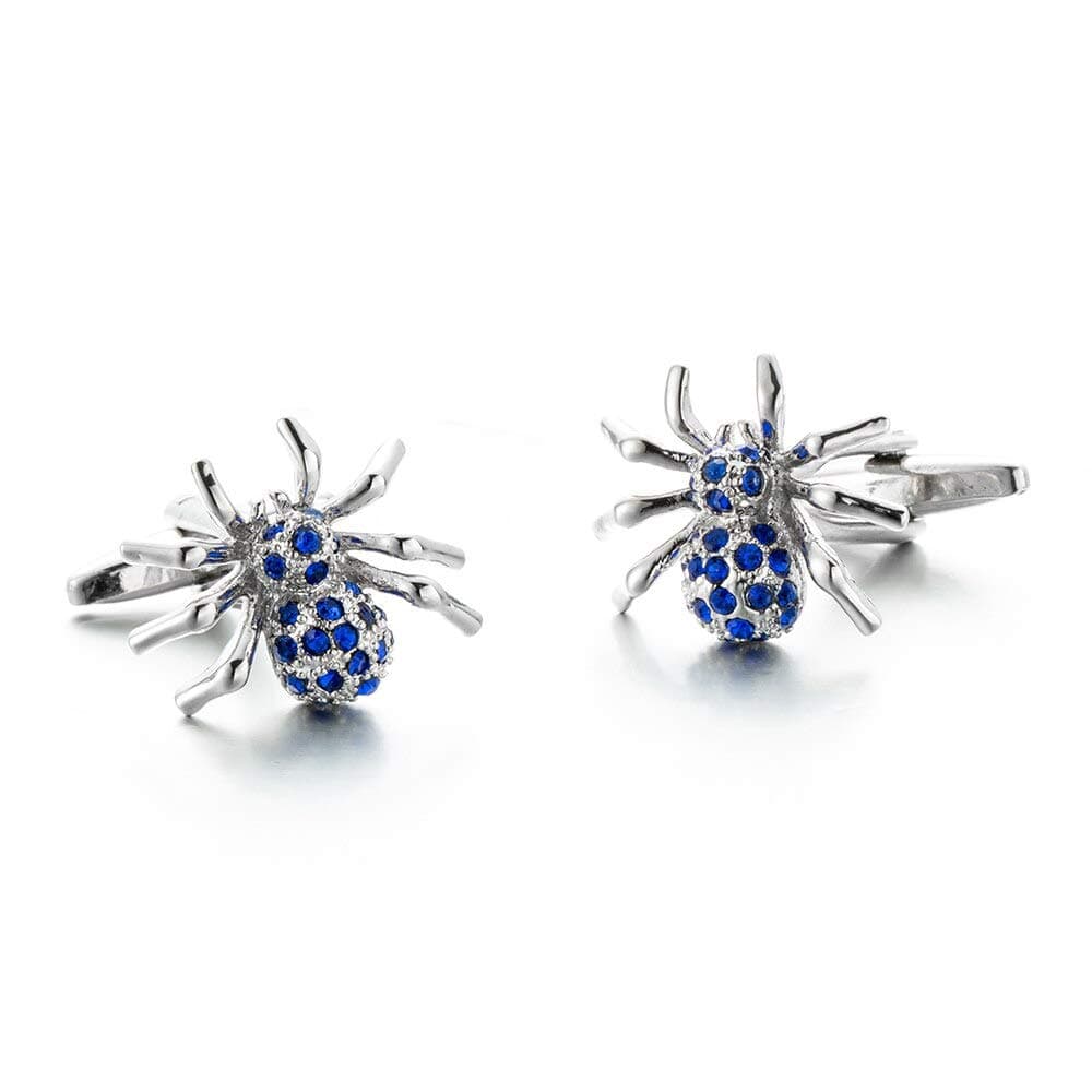 RVXZV Cufflinks Top Luxury Brand Button Blue Crystal Spider-design Cufflinks Neat Delicate Accessories