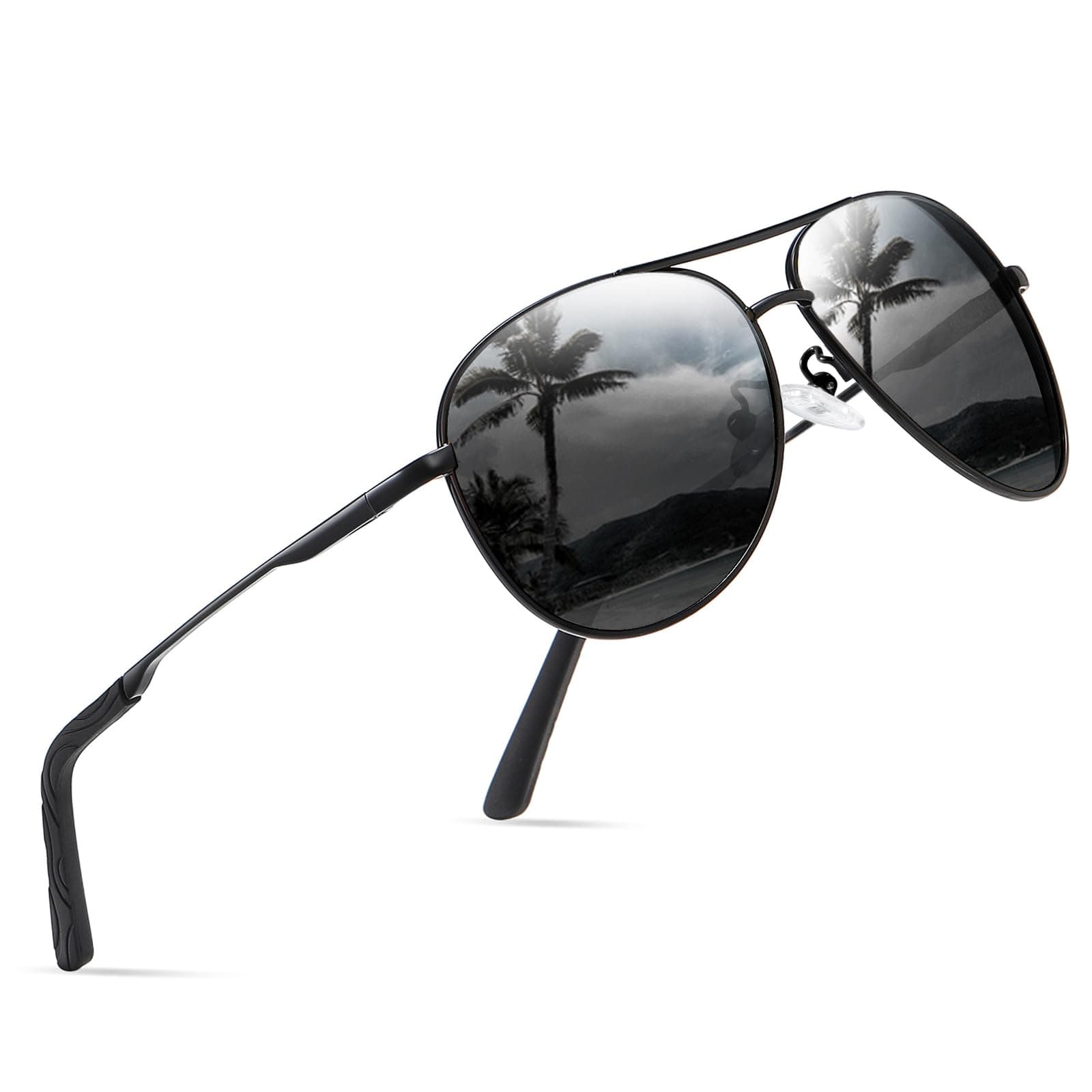 Polarised Sunglasses - Unisex Pilot Sunglasses UV400 Protection Polarized Sun Glasses Black Classic Vintage Style Ultralight Shades For Driving