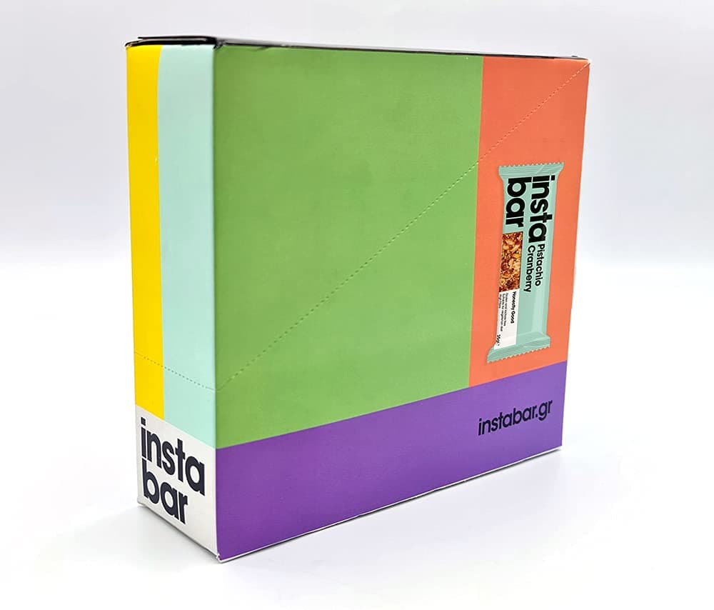 Instabar Pistachio Cranberry Fruit & Nut Bar Gluten & Lactose Free (Pack of 10 x 35g Bars)