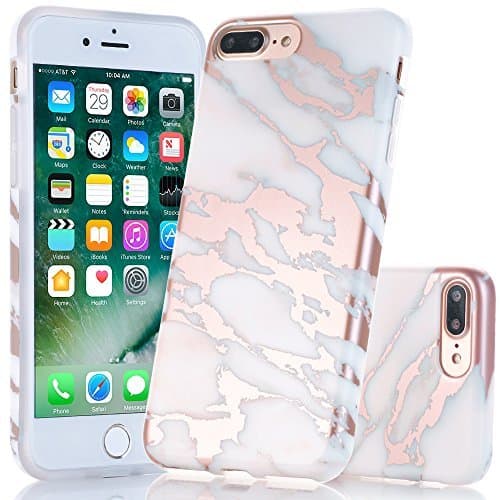 Estuche IPhone 7 Plus y 8 Plus, diseño creativo de mármol, A2EBALLART Estuche protector de goma TPU protector de goma TPU suave y flexible para iPhone 7 Plus y iPhone 8 Plus (Gris oro rosa brillante)