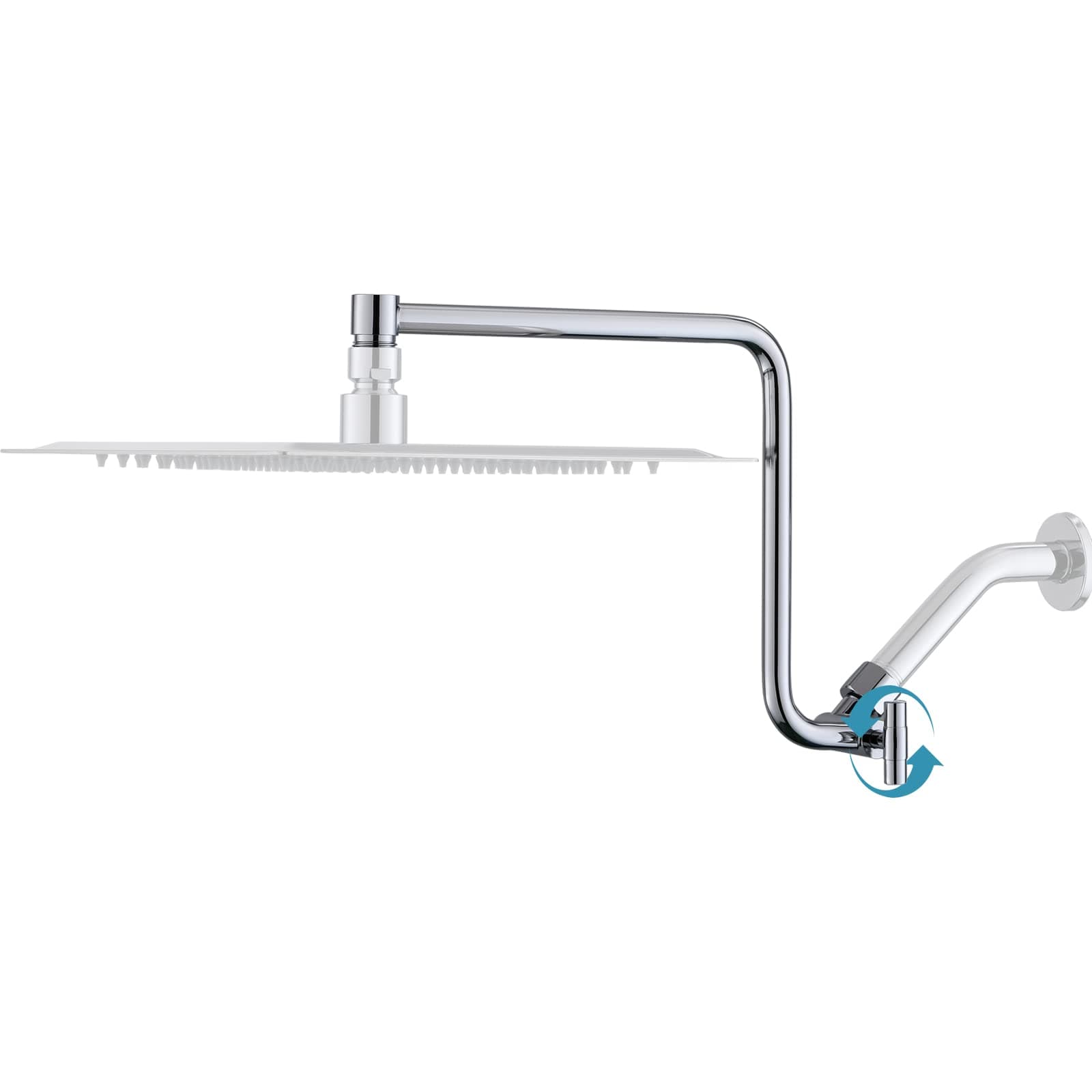 Metal Shower Head Extension Arm, YDmeet 12" Brass Adjustable Extender, Standard 1/2", Raise or Lower Rain and Fixed Shower Head, Adjustment of Height/Angle Extension Arm Attachment, Polished Chrome