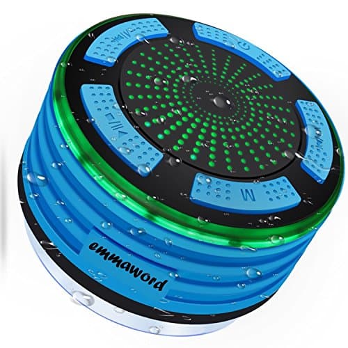 Bluetooth Speakers,IPX7 Portable Wireless Waterproof Speaker with FM Radio and LED Mood Lights, Super Bass and HD Sound for Shower, Pool, Beach, Kitchen&Outdoor