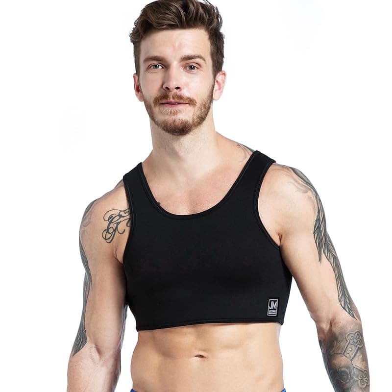 JOCKMAIL Men's Neoprene Brace Vest Chest Support Strap Fitness Gym Sports Bra Vest Mens Chest Compression Vest