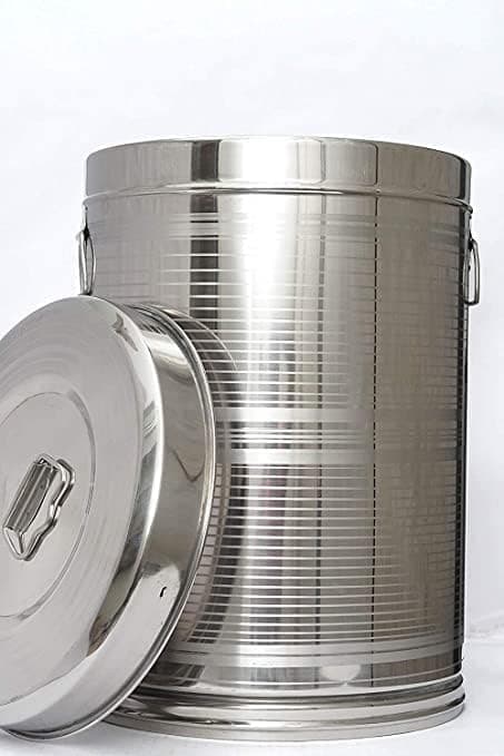 Stainless Steel Air Tight Atta Tanki/Container/Box/Drum/Pawali/Kothi With Handle & Lid (34 Litre), Silver
