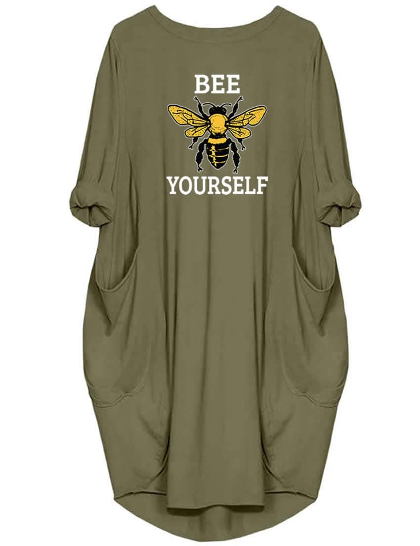 Women’s Tunic Dress Long Sleeve Oversize Bee Yourself with Pockets