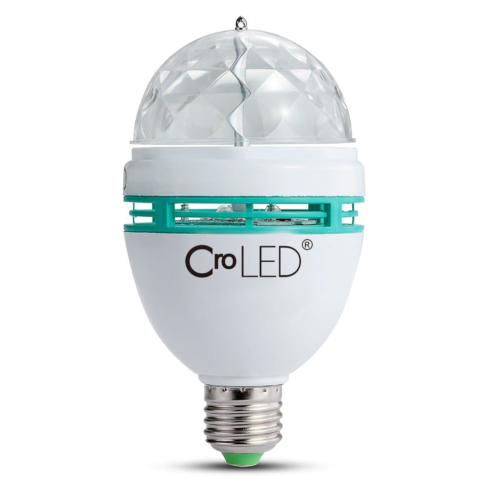 CroLED 3W E27 RGB Crystal Ball Rotating LED Stage Light Bulb for Club DJ Disco Party