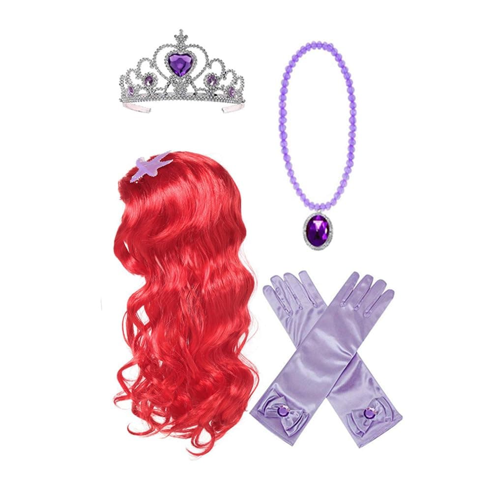 Princess Mermaid Wig Ariel Braid Princess Mermaid Ariel Dress Up Halloween Costume Cosplay Accessories for Kids Girls