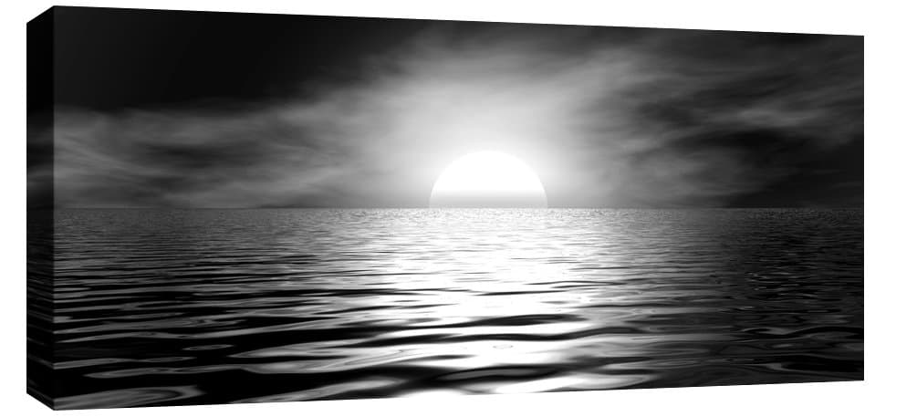 LARGE MODERN CANVAS PICTURE BLACK WHITE GREY mounted and ready to hang 44 x 20 inches (113 x 52 cm)