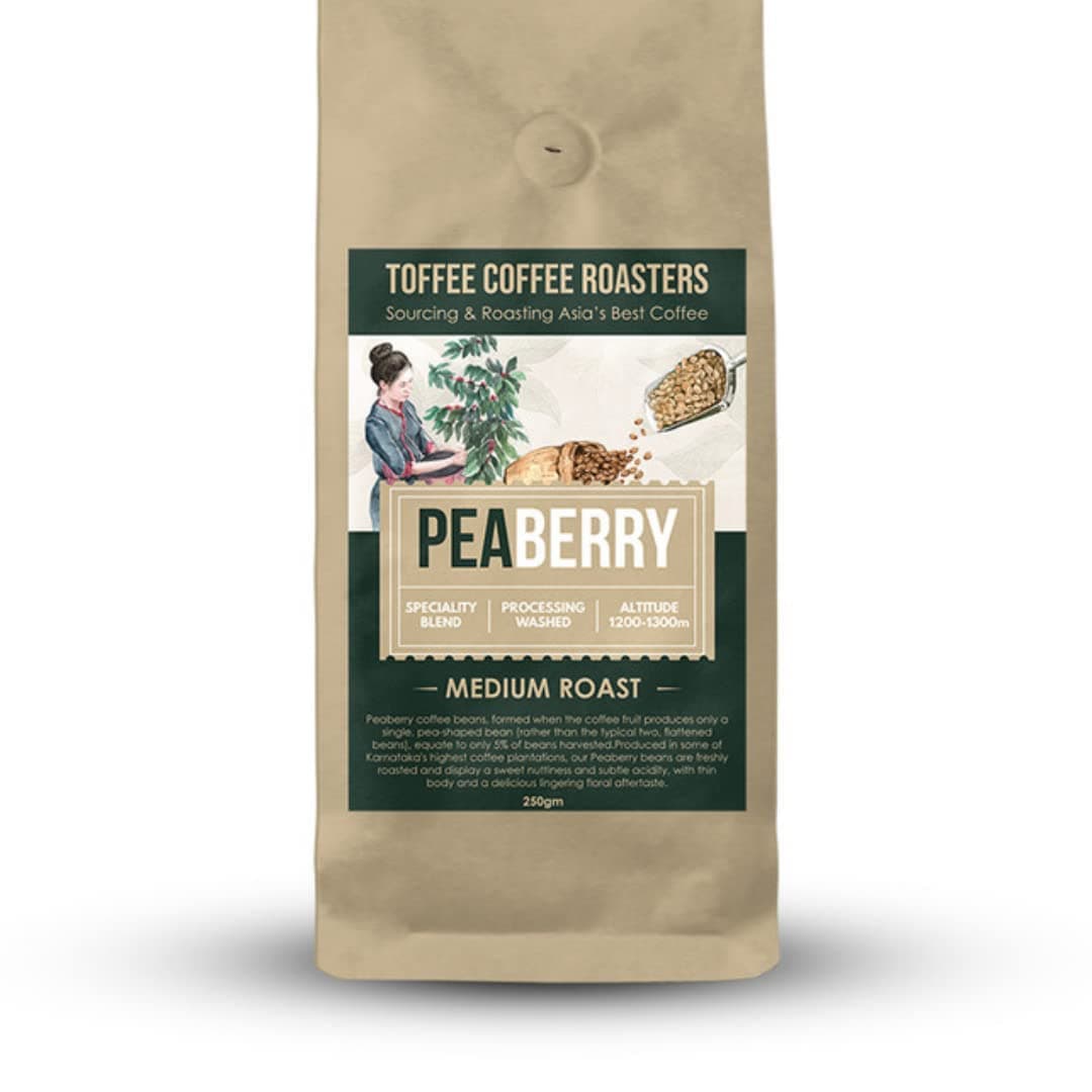 Peaberry Coffee | Single Origin | 100% Arabica | Medium Roast | Coffee Notes: Sweet with Delicious Aftertaste | Grind: Moka Pot| Freshly Roasted | 250 gms