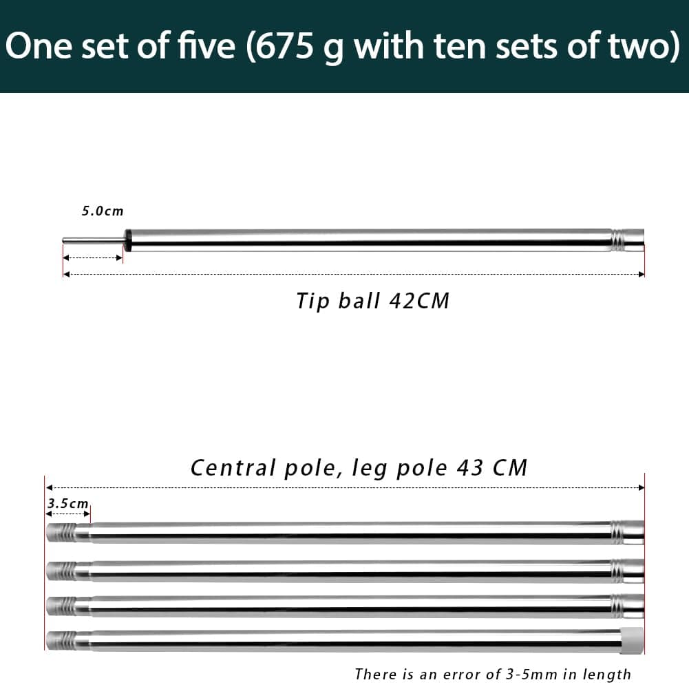 SAN LIKE 80 in Camping Tarp Tent Poles Collapsible Stainless Steel Tent Pole Replacements for Awnings Canopy Rain Fly Shelter Set of 2