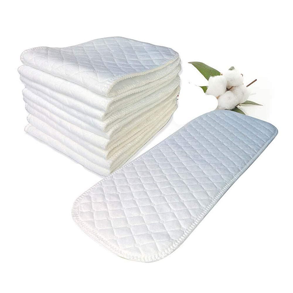 Swovo Baby Cloth Diapers 3 Layers Prefold Cloth Diapers Thick Changing Pad for Toddler Newborn Infant Absorbent 10 Count