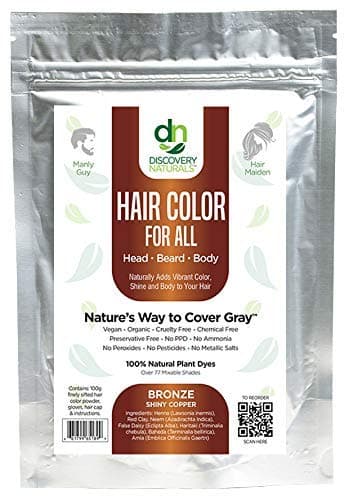 Manly Guy Bronze Shiny Copper Henna Hair Dye, Beard, & Mustache Color: 100% Natural & Chemical Free