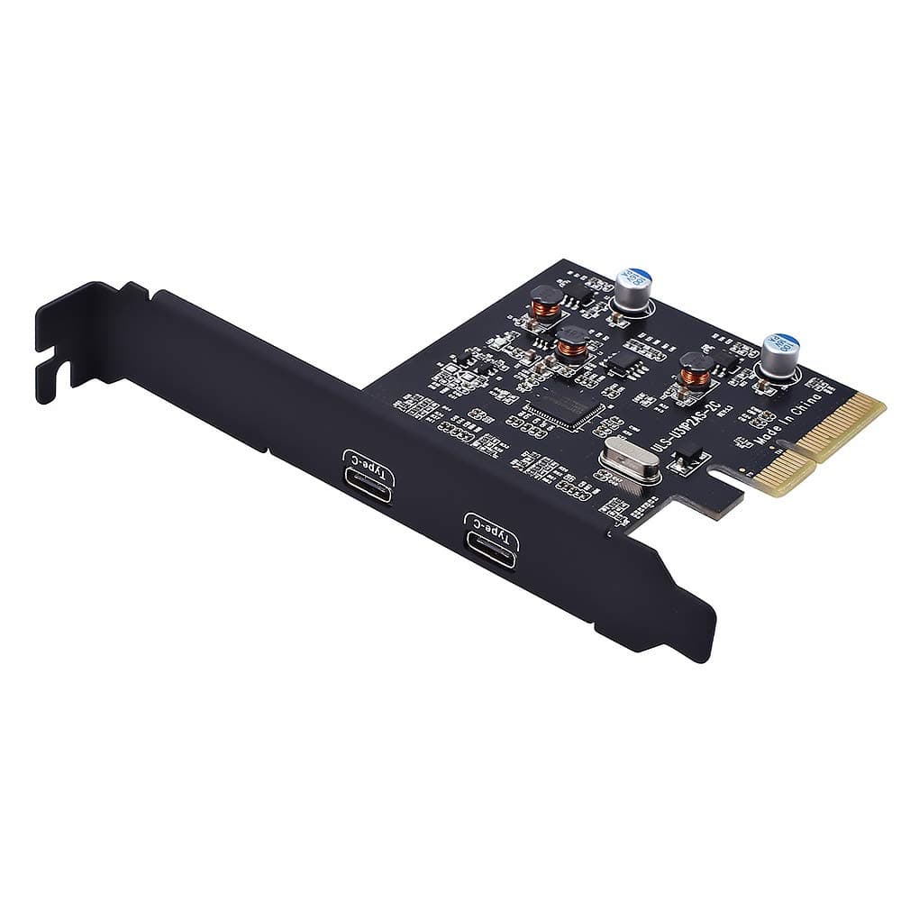 ULANSEN PCI-E PCI Express 4X to USB 3.1 Gen 2 (10 Gbps) 2-Port Type C Expansion Card Asmedia Chipset for Windows 7/8/8.1/10/Linux Kernel