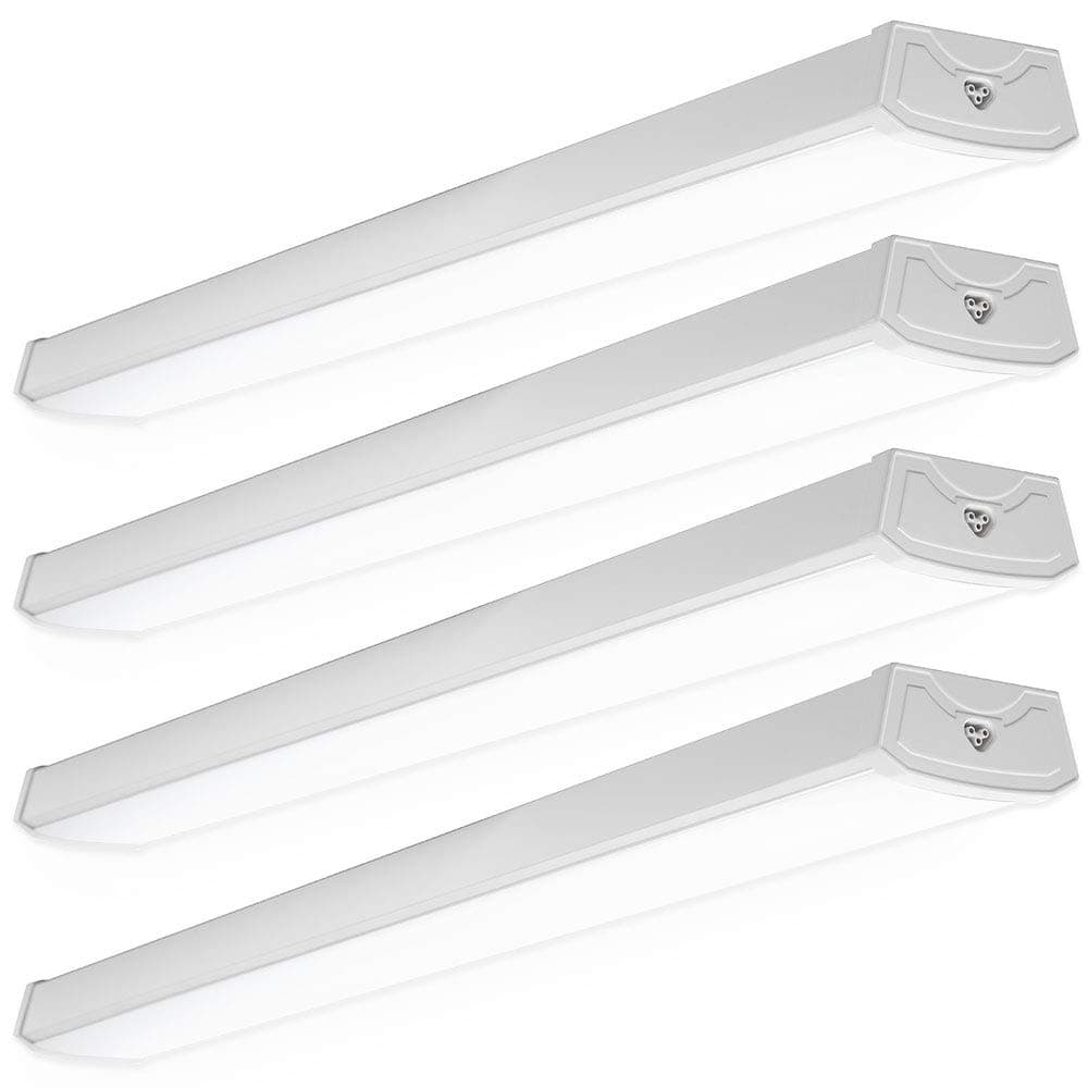 Sunco LED Garage Ceiling Lights Wraparound Fixture 4FT,Linkable Shop Light, 3500 LM, 40W=300W, 5000K Daylight, Hardwired, Surface Mount, Utility Workshop Light ETL 4 Pack