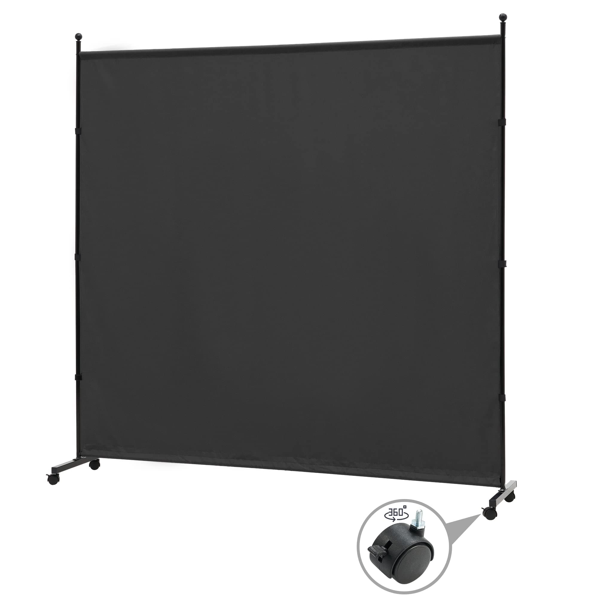 6FT Single Panel Room Divider with Wheels,Rolling Fabric Room Dividers for Partition Privacy Screens,Freestanding Wall Divider for Home Office,Restaurant,Hospital,(Black)