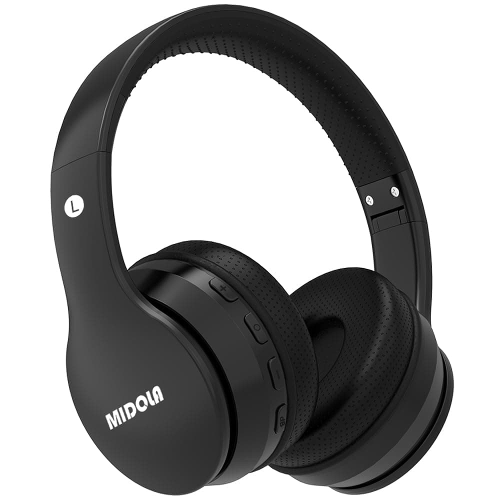 MIDOLA Kids Headphones Bluetooth 5.4 Wireless 68H Play Time Volume Limit 85/94dB Over-Ear Foldable Headset,Type-C Fast Charging,with Wired Aux Mic for Toddler Child Pad Tablet Black