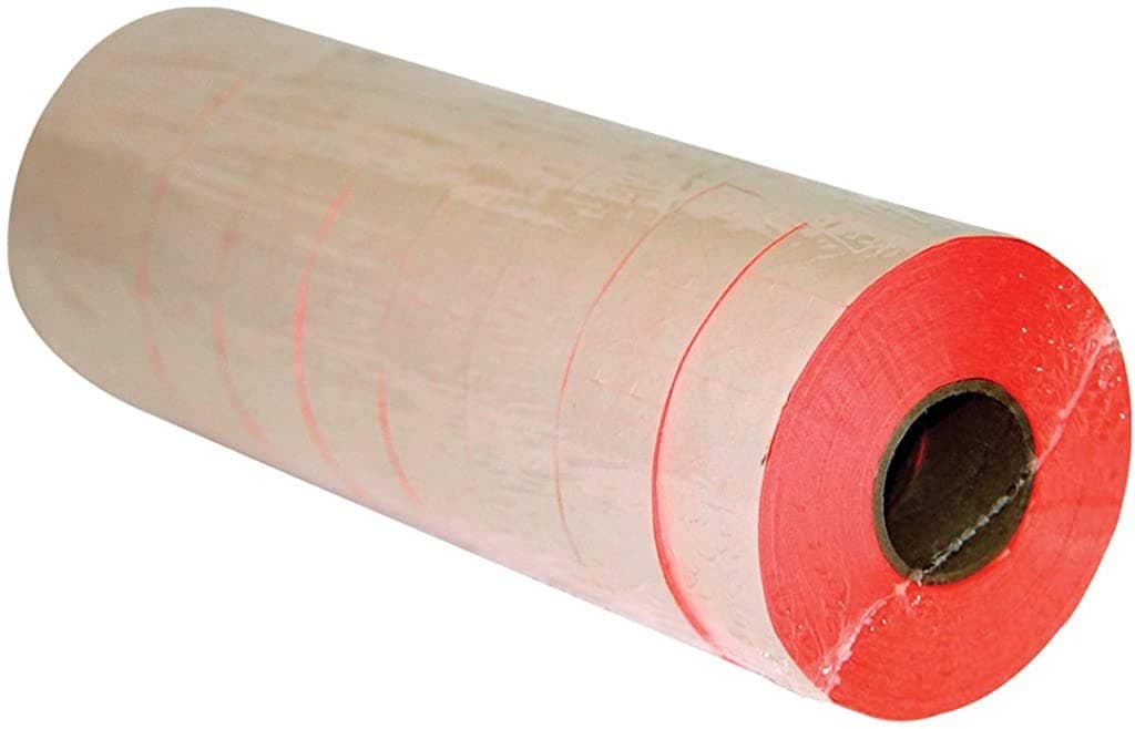 6.22, 7.22, 8.22, Florescent Label Gun Labels with Security Cut, 9 Rolls Totaling 11000 Labels (2212 Red)