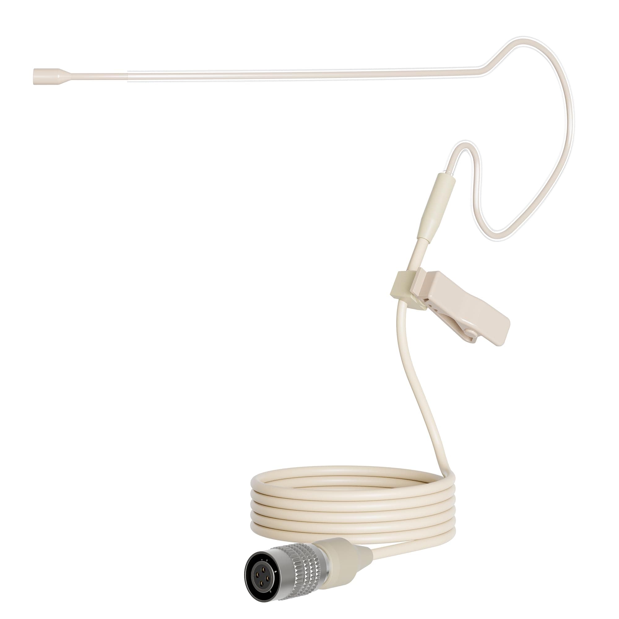 Pro Light Weight Low Profile Single Earhook Headworn Microphone MIC-J S90 Compatible with Audio Technica Wireless Transmitter - 4Pin Hirose Connector