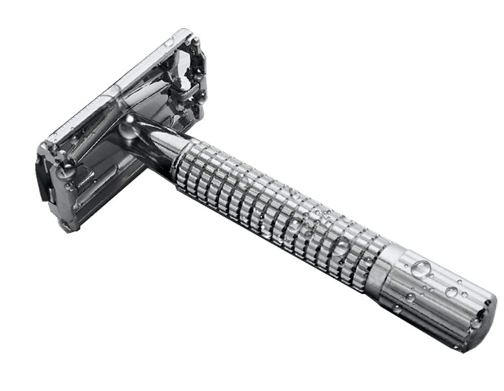 Safety Razor Double Edge,Butterfly Razor Anti Slip Grip Long Handle ,Safety Razor Set For Mens， Good For Coarse Tough Beard,Safetey Razor Kit With FREE 20 Stainless Steel Blades, Ideal Gift For Father,Husband,Brother,Boy Friend,etc.